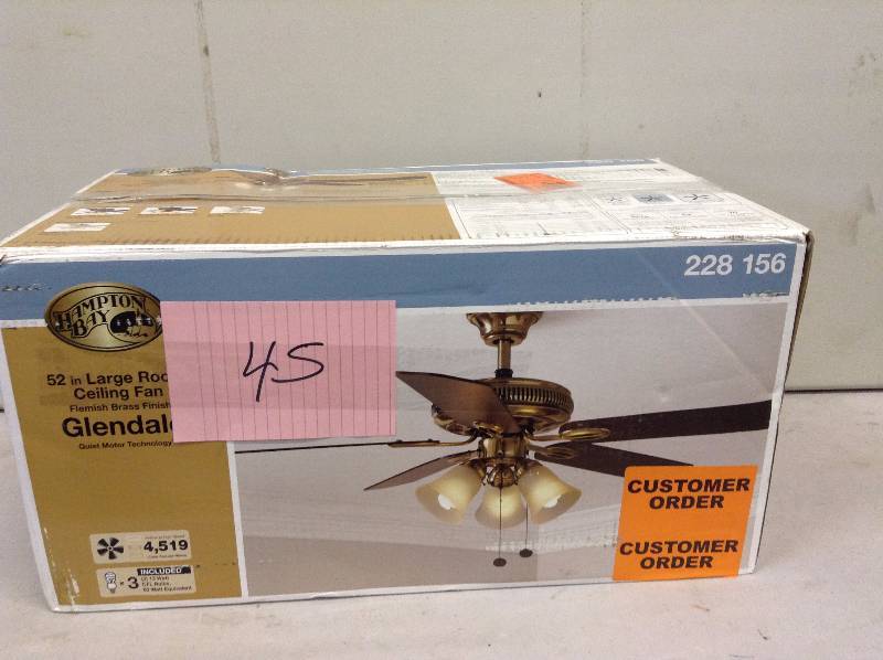 lot 45 image: Hampton Bay Glendale 52 in. Ceiling Fan never used stock and actual photos used