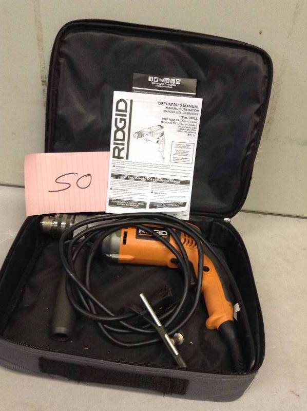 lot 50 image: Ridgid Heavy Duty 12 VSR Drill used in good working Condition