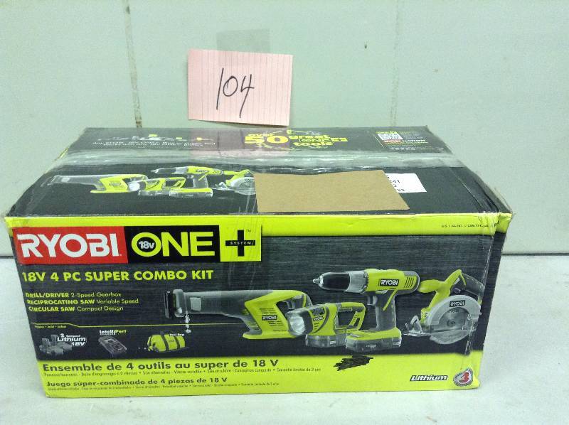 lot 104 image: Ryobi One set of 3 tools 1 battery and charger included
