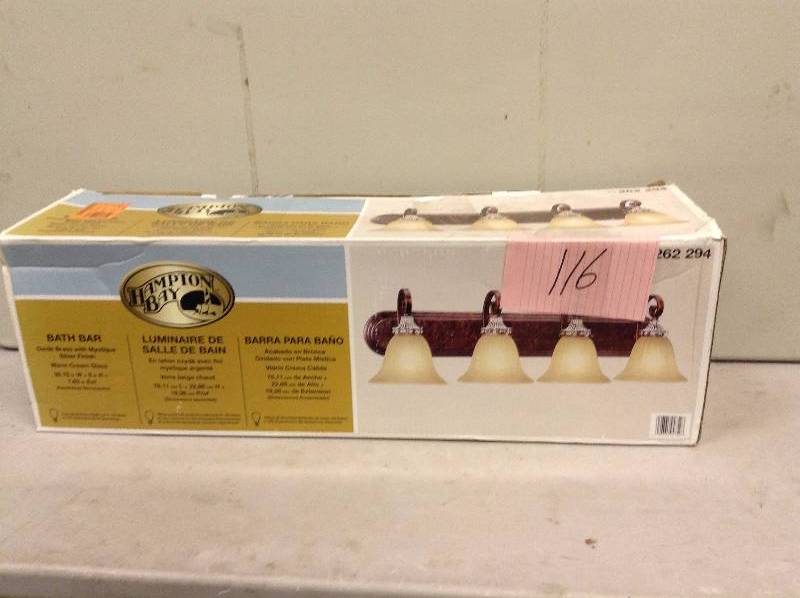 lot 116 image: Hampton Bay Bath Bar Oxide Brass with Mystique Silver Finish Never used