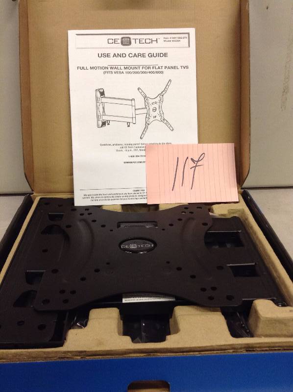 lot 117 image: Ce-Tech Full Motion Flat Panel TV Wall Mount Never used