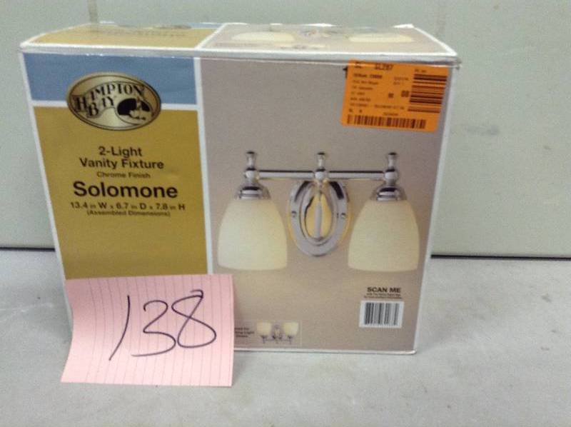 lot 138 image: Hampton Bay 2 light Vanity Fixture Solomone
