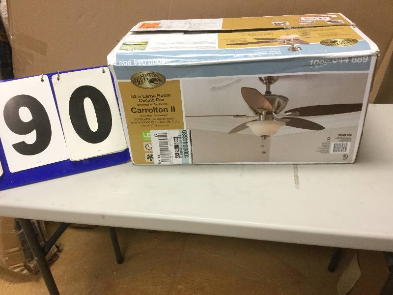 Hampton Bay Carrolton II LED 52 in. Brushed Nickel Ceiling Fan-AM215-BN Never used