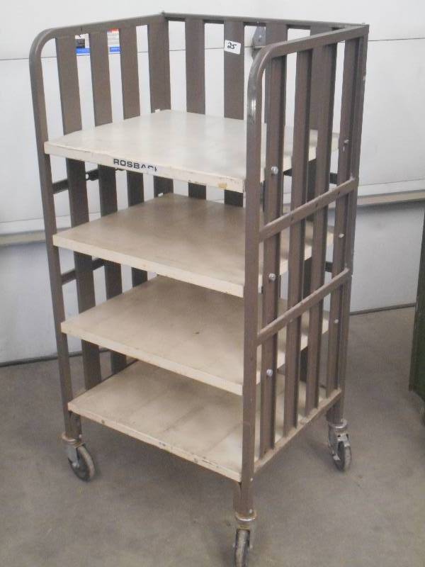 lot 25 image: 4-Level Rolling Steel Shelf, 2x4 ...