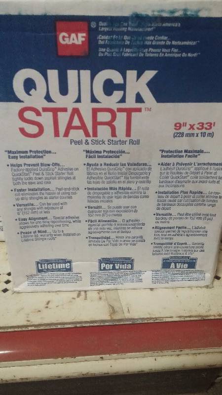 4 boxes of quick start roofing materials
