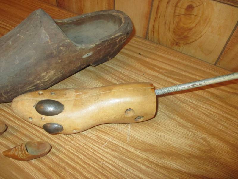 Vintage Shoe Stretcher and Wooden Shoe Decorations