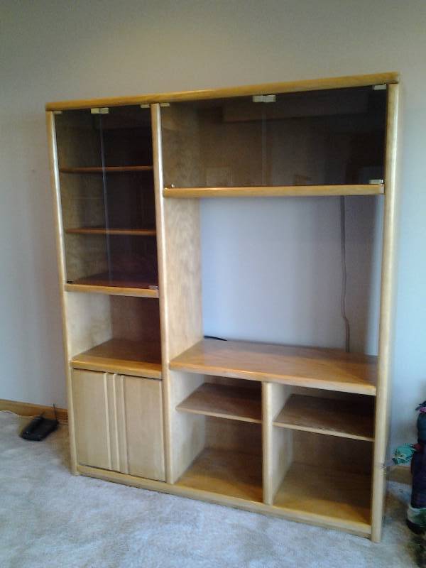 lot 6 image: Lighted TVMedia Storage Cabinet 5 ft x 17 x 73