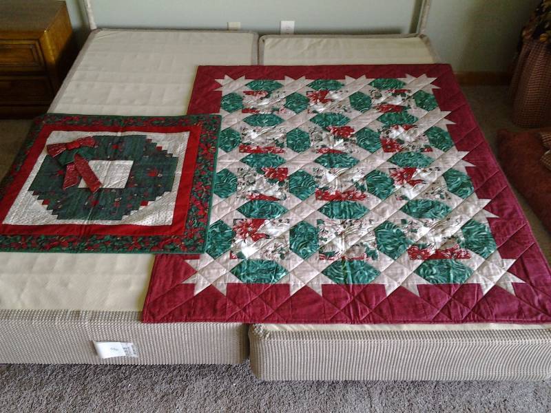 lot 34 image: 2-Hand Made Christmas Quilts