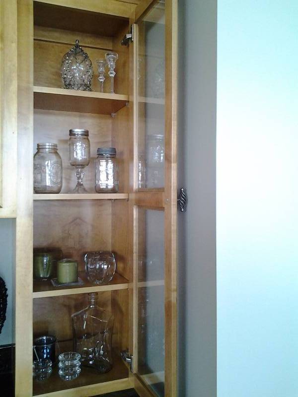 lot 64 image: Contents In Cabinet Decanter, Candles & Holders, Misc