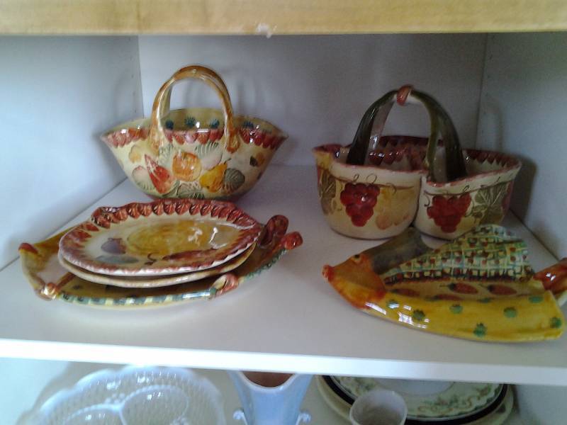 lot 67 image: Contents In Cabinet Pottery Dishes-Italy