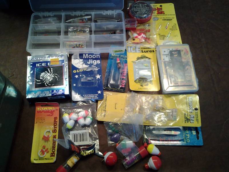 lot 127 image: Ice Fishing Jigs, Lures, Bobbers, Line