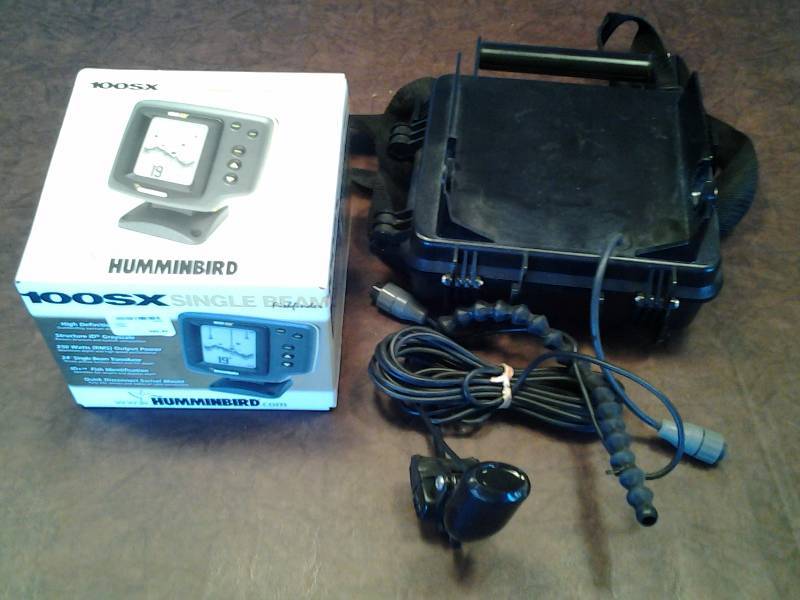 lot 137 image: Humminbird Battery Op Ice Fishing Depth Finder & Bracket For Depth Finder