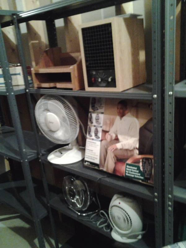 lot 185 image: Back Massager, Fans, Heater Includes Shelf 36x12x72