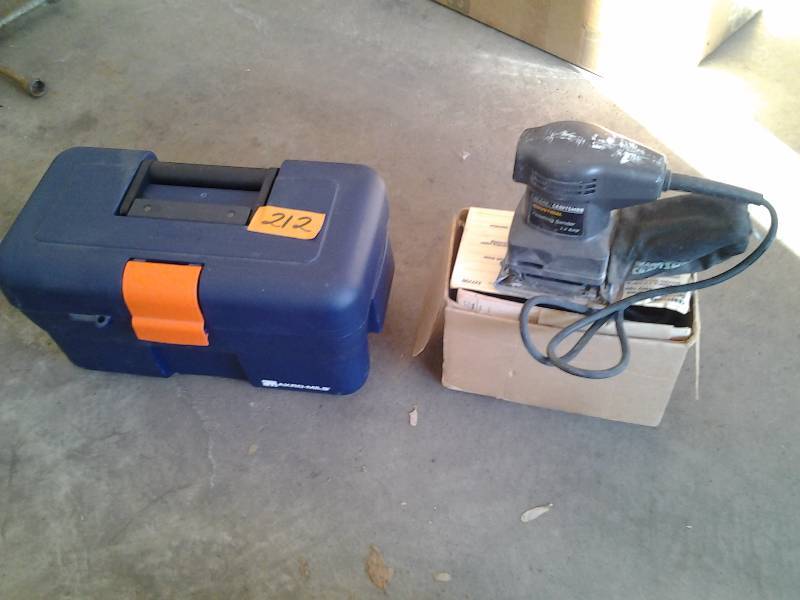 lot 212 image: Sears Industrial Finish Sander & Tool Box