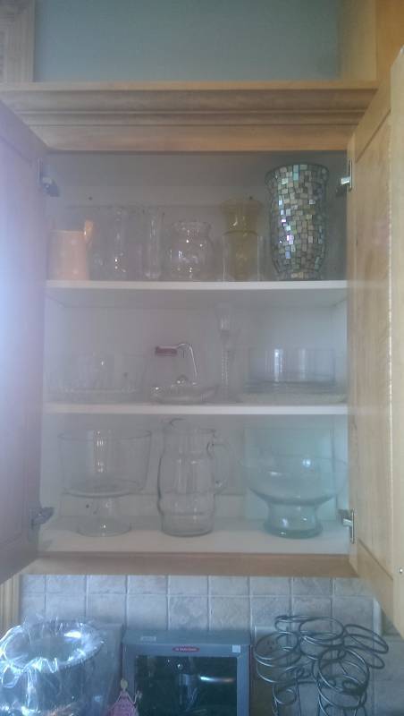 lot 250 image: 2-Cabinets Full Of Glassware, Tupperware