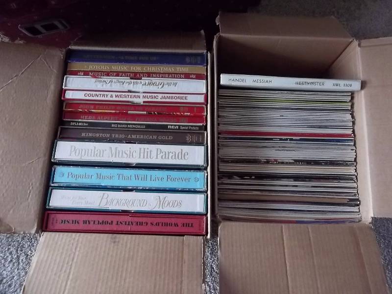 lot 142 image: 2-Boxes Of Record Albums (Old Show Tunes, Messiah and Religious Music)