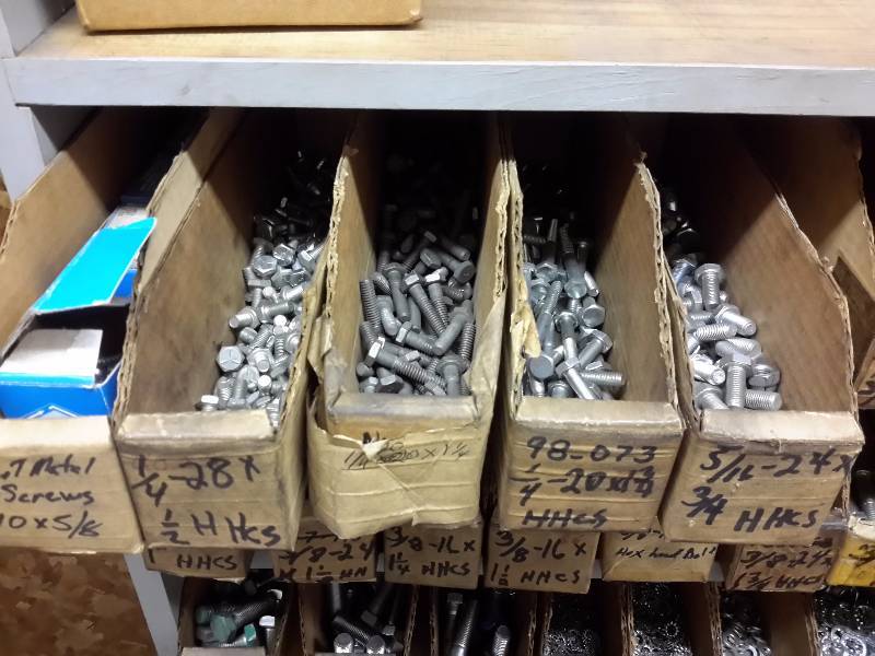 A LIFETIME SUPPLY OF COMMON FASTENERS .....  NUTS BOLTS WASHER plus the shevling