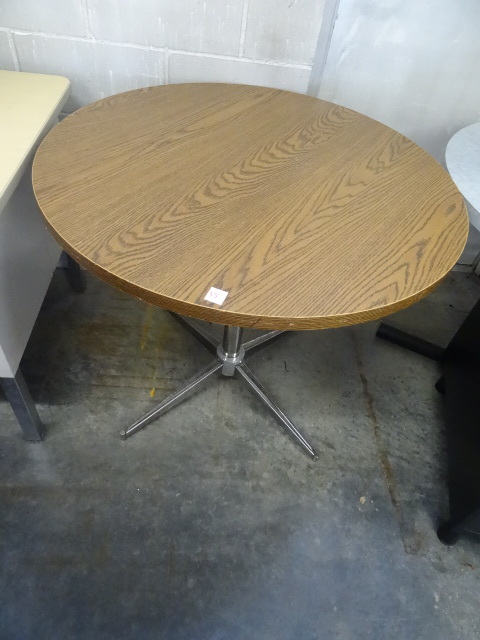lot 35 image: 36 Round Table with Metal Base