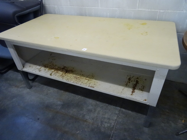 lot 36 image: Metal Framed Table with Laminate Top 60 X 30 X 29