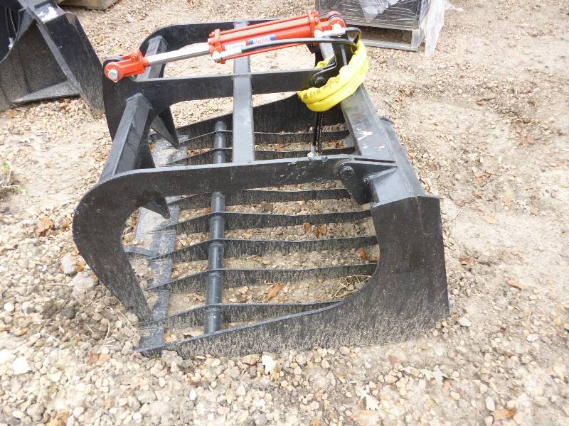 lot 12 image: Universal Mount Bobcat Skid Loader Skid Steer 48 Rock Grapple Bucket
