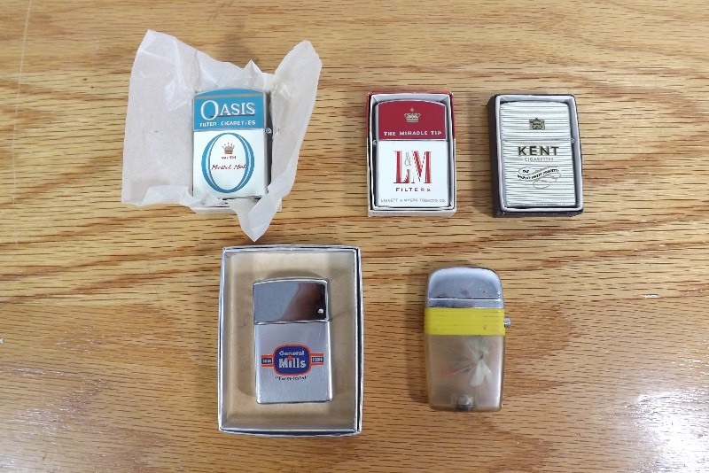 5 New Old Stock Advertising Lighters in Original Boxes