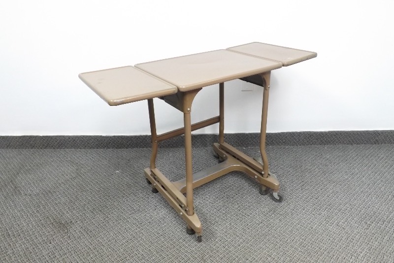 Vintage Metal Cart on Casters with Fold In Table