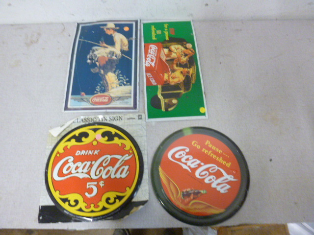 lot 62 image: 4 Coca-Cola Tin Signs