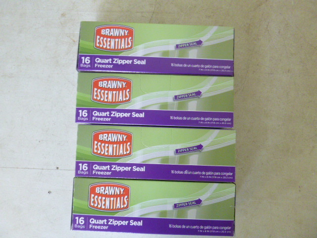 lot 130 image: 4 Boxes of Brawny Essential Zipper Freezer Bags