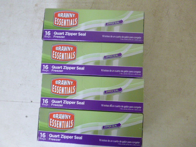 lot 131 image: 4 Boxes of Brawny Essential Zipper Freezer Bags