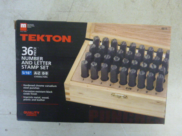 lot 309 image: Tekton 36 Piece Number and Letter Stamp Set