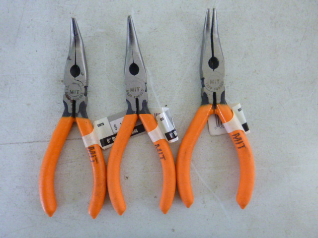 lot 328 image: 3 MIT Bent Nose Pliers