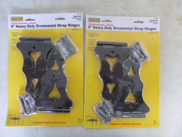 lot 364 image: 2 Packs of Project Pro Professional Grade 8 Ornamental Strap Hinges