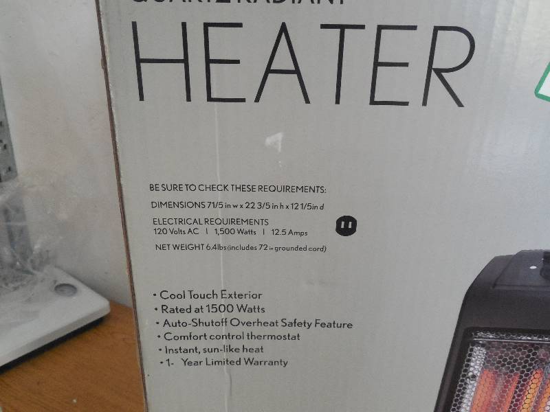 lot 38 image: Ecotronic 1500-Watt 2-Element Infrared Electric Portable Heater