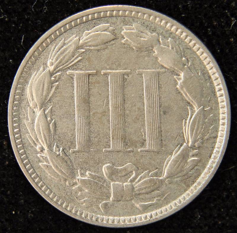 1873 CLOSED 3 3 CENT NICKEL AU