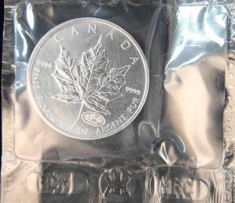 2000 CANADA MAPLE LEAF FIREWORKS PRIVY 1 TROY OZ. .9999 FINE SILVER SEALED