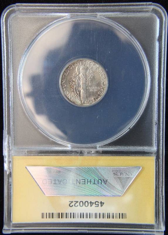 1934 MERCURY SILVER DIME AU58 ANACS
