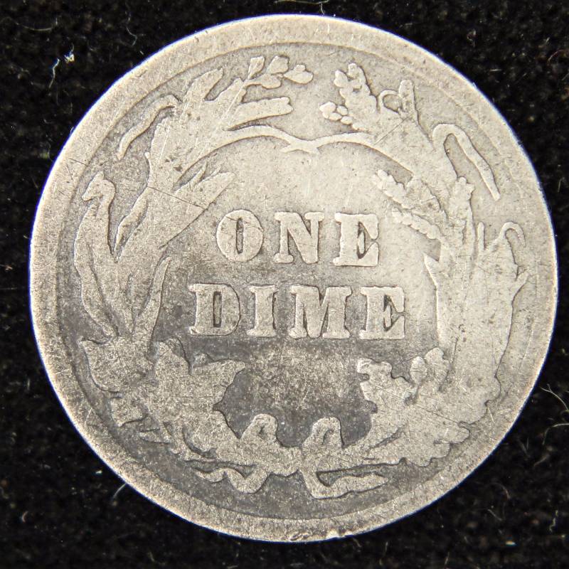 1910 BARBER SILVER DIME GOOD