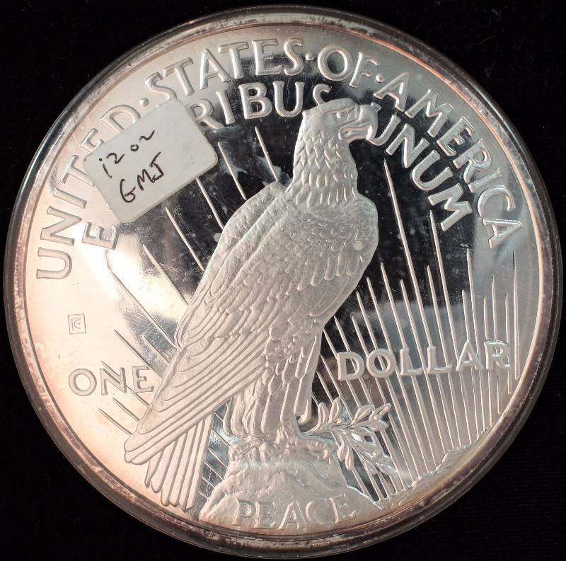 12 TROY OZ. .999 FINE SILVER 1928 PEACE DOLLAR DESIGN SILVER ROUND IN AIRTITE HOLDER