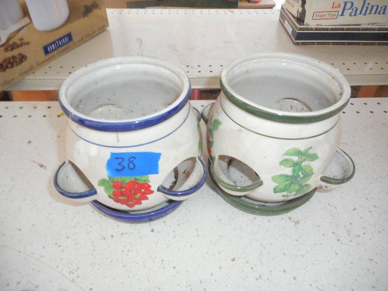 2 VINTAGE GLASS PLANTERS