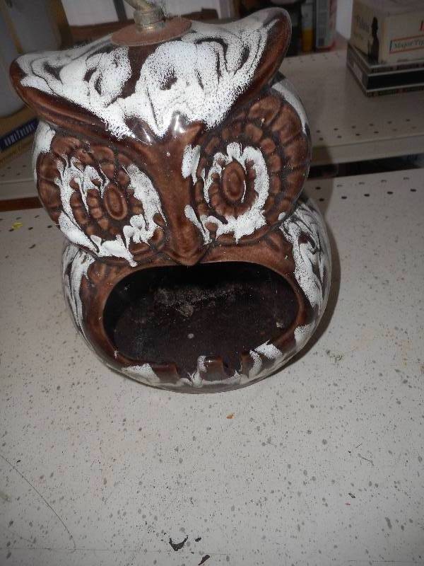 VINTAGE GLASS OWL CANDLE HOLDER