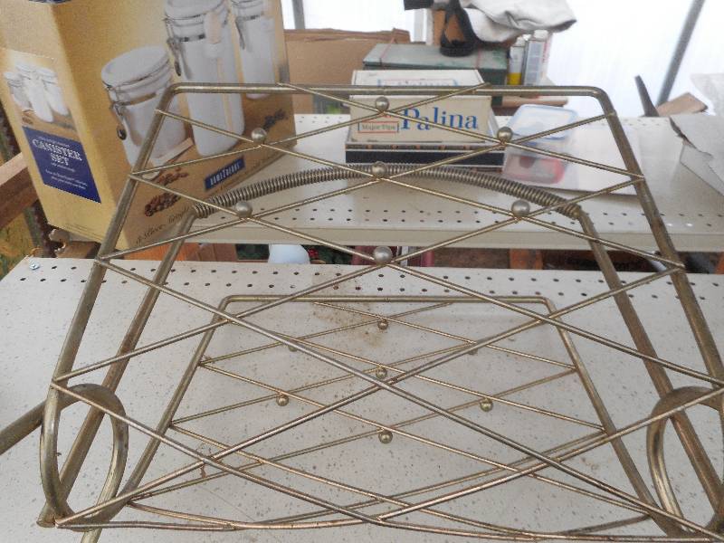 ANTIQUE METAL NEWSPAPER RACK