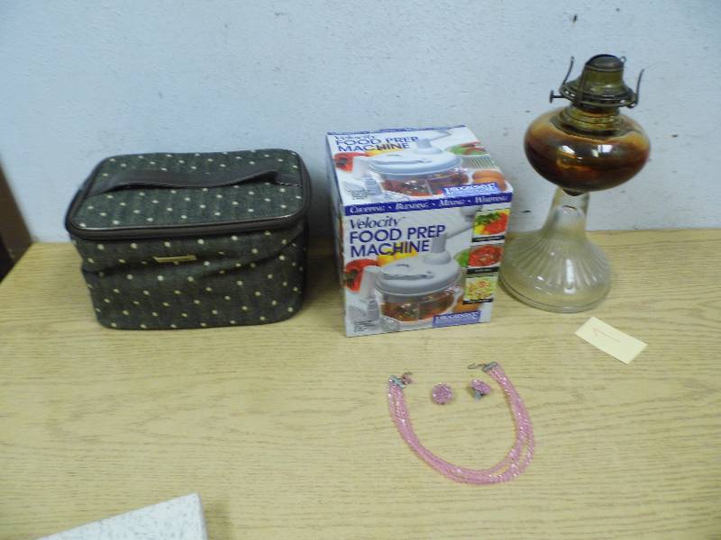 lot 7 image: Kerosene Lamp - New Food Chopper - Necklace
