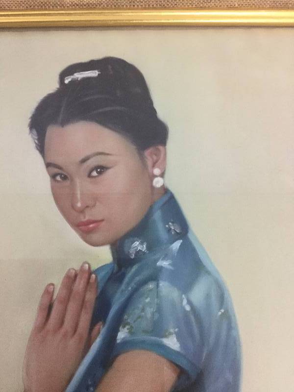 Vintage Oil on Silk Painting