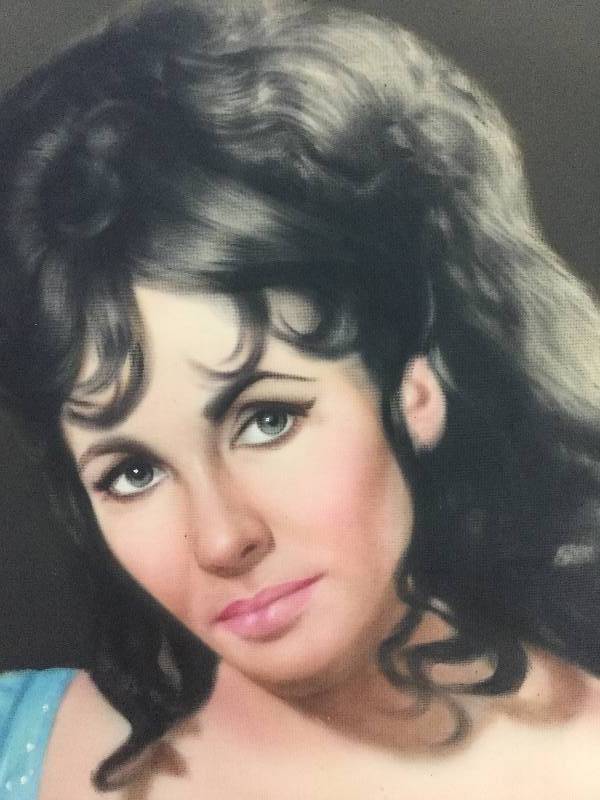 Vintage Elizabeth Taylor Oil on Silk Painting