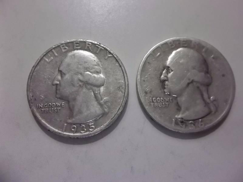 1935 D, 1936 S Washington Quarters (1935 D High Grade)