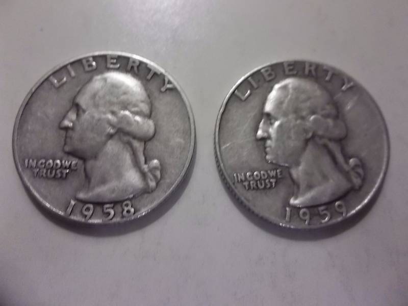 1958 D, 1959 D Washington Quarters Better Grades