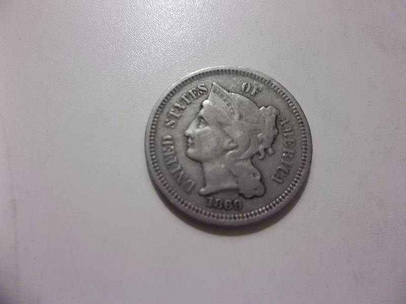 1869 3-Cent Nickel (Grey Sheet Price $40.00)