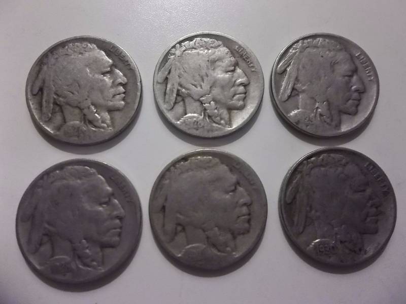 1927 D, 1928 D, 1929, 1928, 1929 D, 1930 Buffalo Nickels Readable To Strong Dates
