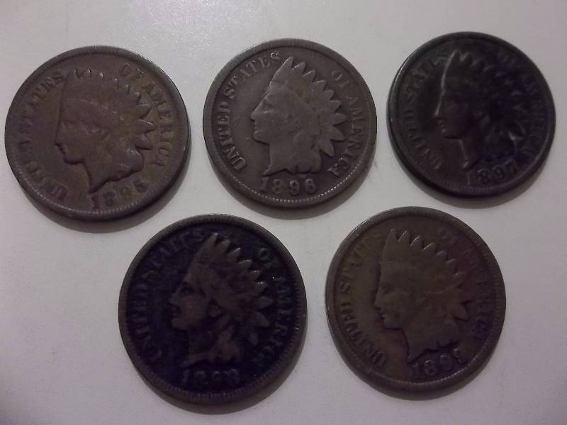 1895, 1896, 1897. 1898, 1899 Indian Head Cents Better Grades