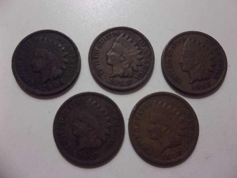 1904, 1905, 1906, 1907, 1908 Indian Head Cents Better Grades